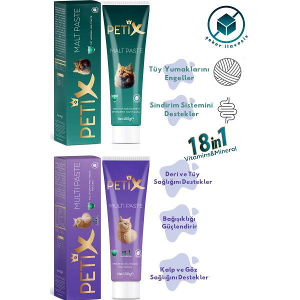 Petix Anti-Hairball Malt ve Multivitamin Kedi Macunu 100 gr