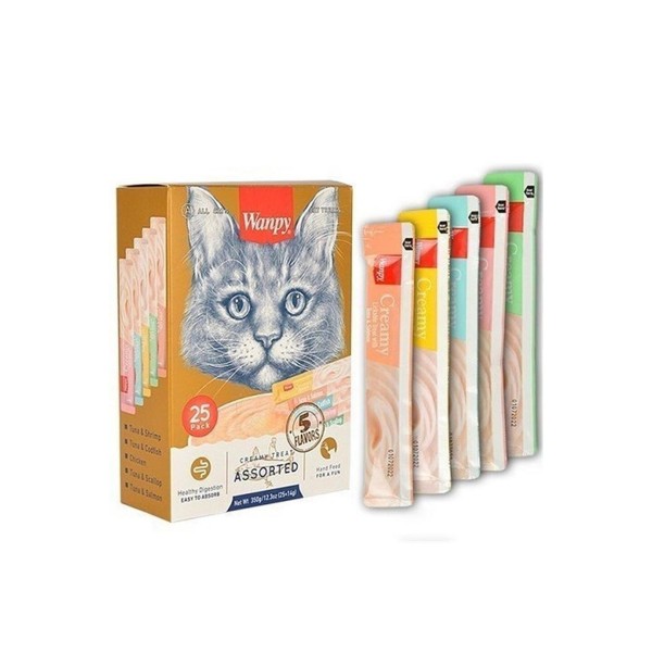 Wanpy Cream Karışık Sıvı Kedi Ödülü 25*14 gr