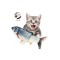 Mamafabrikası Peluş Kedi Oyuncağı Balık Kedi Nanesi Otlu Çıngıraklı Blue 1 Adet