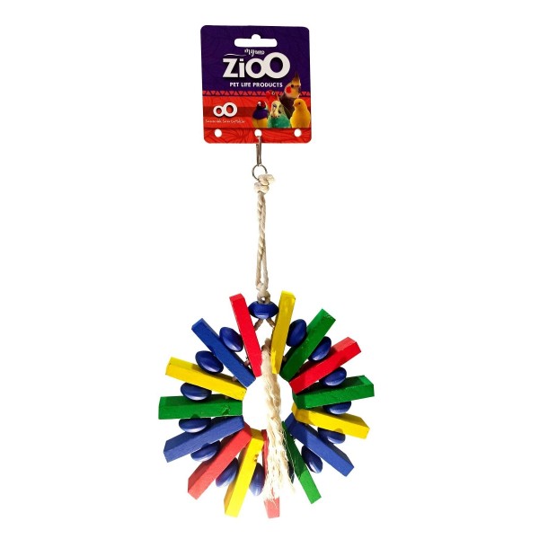 ZioO 1990 Ahşap Renkli Tahtalı Silindir Papağan Oyuncak