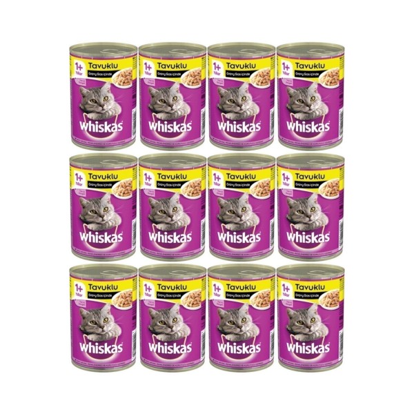 Whiskas Konserve Kedi Maması Tavuklu 400 Gr X 12 Adet