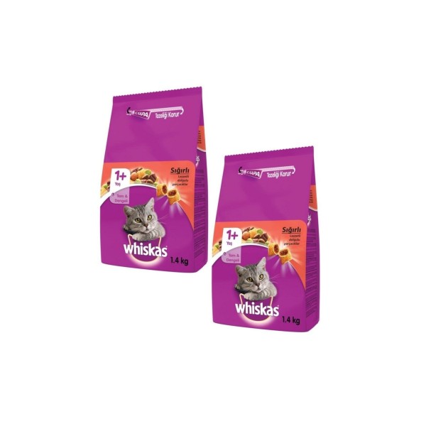Whiskas Sığır Etli Yetişkin Kedi Maması 1.4 Kg (2 Adet)